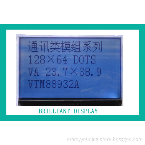 RoHS Approved FSTN 128 X 64 Dots Transmissive Positive LCD Module with White LED Backlight (VTM88932A)